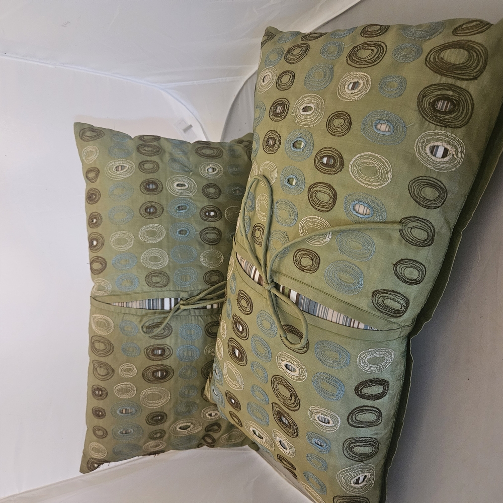 Pier 1 Decorative Green and Brown Pillow Set